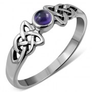Amethyst Cab Celtic Silver Ring, r463